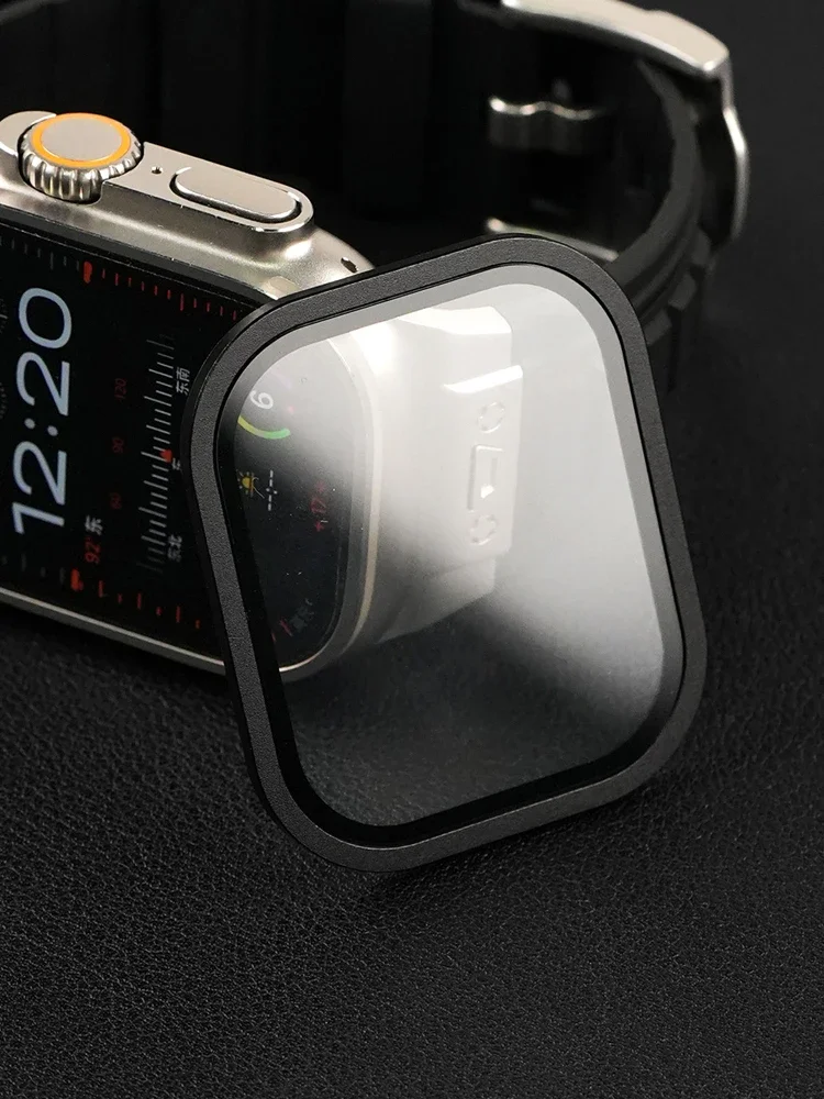 Металлический защитный чехол для экрана Apple Watch Ultra2 49 мм, аксессуары, рамка из алюминиевого сплава + закаленное стекло HD iWatch Ultra 2
