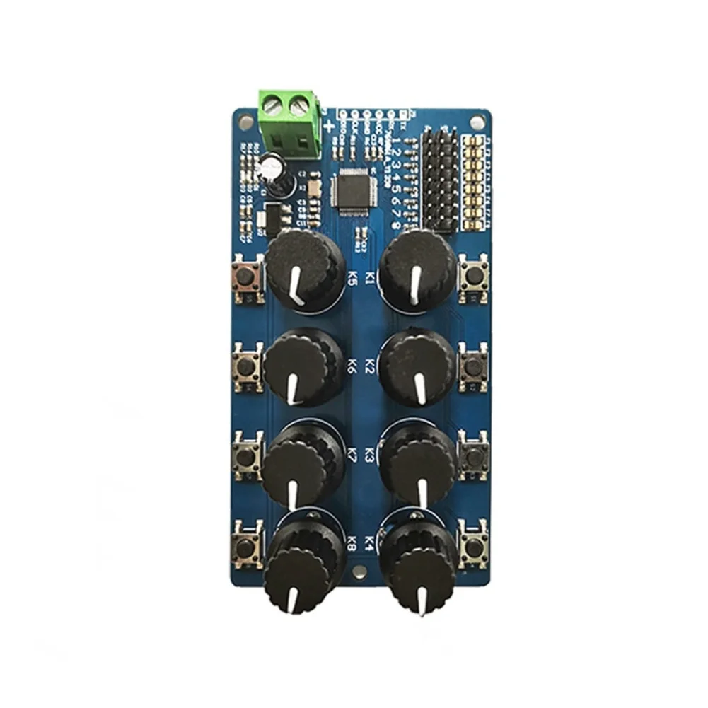 8 Channel Control Board for Prototyping For Robotics Systems 0.09 Degree Accuracy Manual Knobs Blue PCB 10x6x2cm