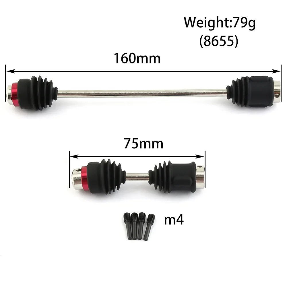 Metal Steel Center Driveshafts CVD 8655R With Dust Boots for 1/10 Traxxas E-Revo Erevo 2.0 Upgrades Parts Accessories