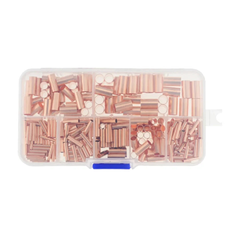 AB66-750Pcs GT Copper Connecting Pipe Wire Joint Small Copper Tube Terminal Cable Lug Bootlace Ferrule Kit