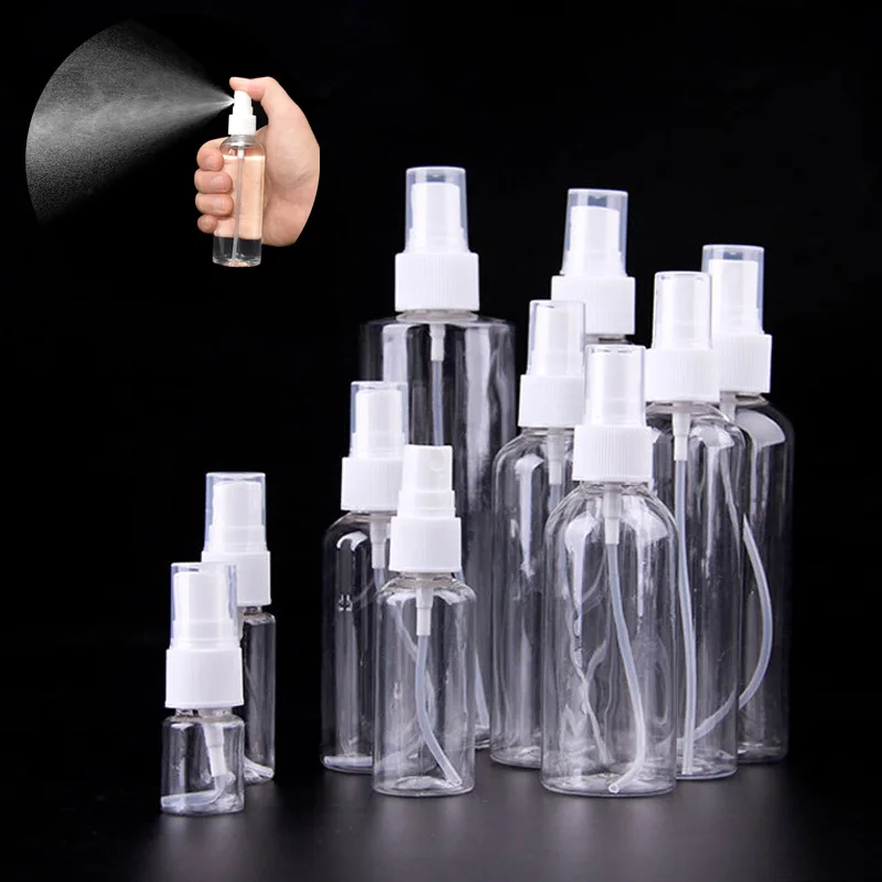 

100Pcs10/20/30/50/100ml Travel Refillable Bottles Dispenser Portable Transparent Plastic Spray Bottle Cosmetics Liquid Container