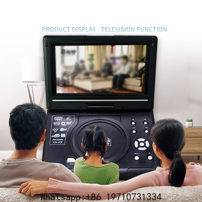 Mini Portable DVD CD EVD Player 9.8 Inch Digital Desktop Smart TV Player with Remote Control 270° Rotatable Screen for Travel - view 3