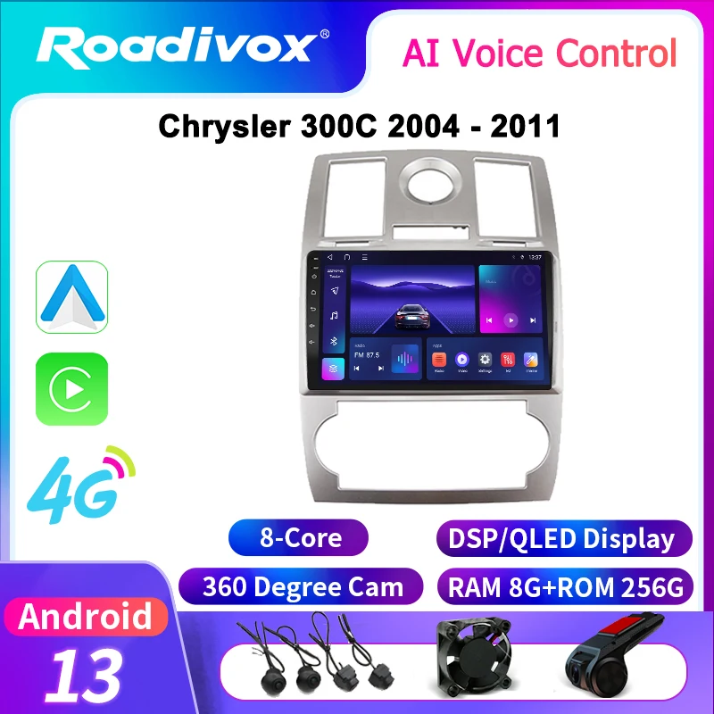 roadivox Android car radio for Chrysler 300C 2004 - 2011 GPS navigation Multimedia Video Player Tape Recorder Stereo Screen