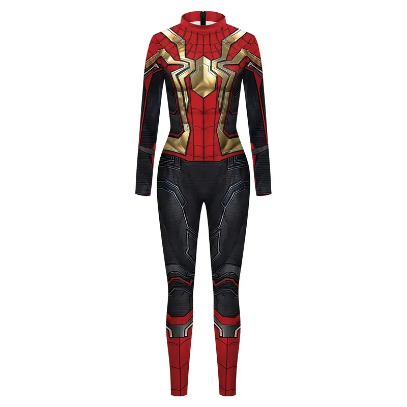 Superhero spiderman Jumpsuit Cosplay Costume Adult Women Men Halloween Carnival Party Tight-fitting Iron Spider Zentai Bodysuit