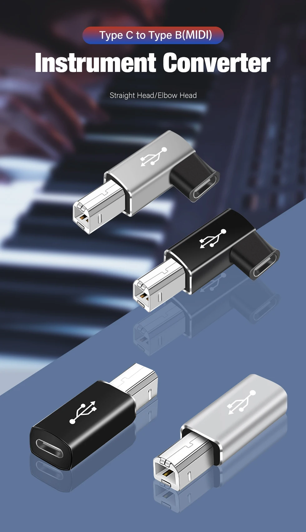 NNBILI USB Type C Female to USB B Male Adapter for Scanner Printer Converter Data Transfer Adapter for MIDI Controller Keyboard