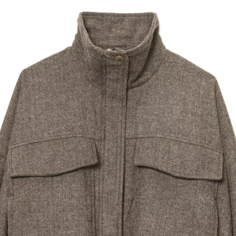 المرأة فضفاضة الوقوف طوق سترة دافئة الإناث أبلى بلوزات على الموضة معطف أسلوب بسيط الشارع الشهير مع جيب كبير