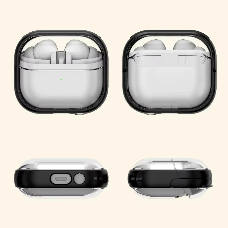 Samsung Galaxy Buds 3 Pro 케이스의 경우 고급 투명 스탠드 헤드폰 커버 Galaxy Buds 3 용 Bluetooth 이어 버드 충전 박스