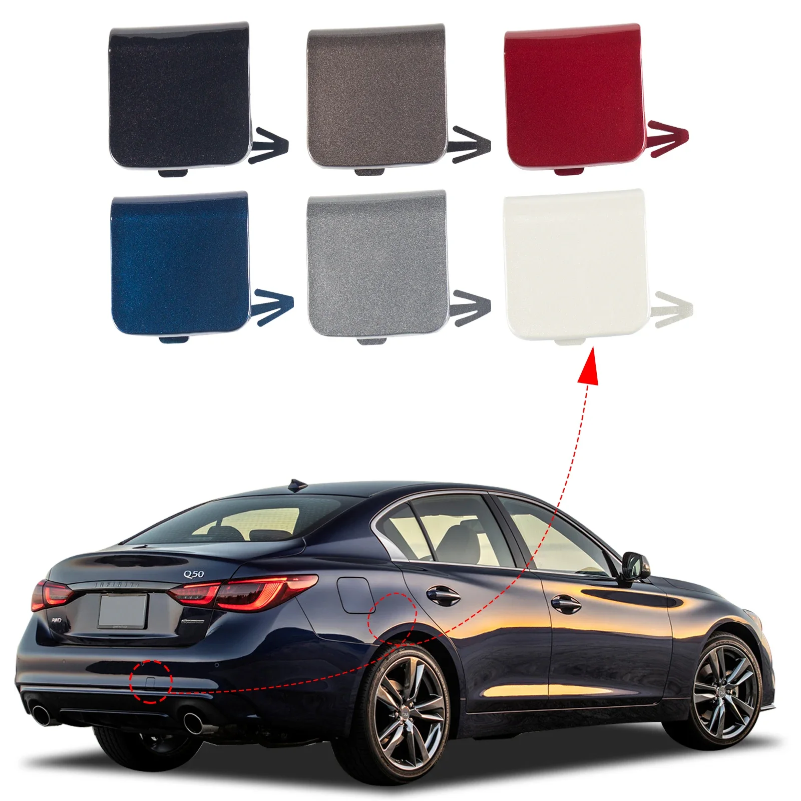 

Pop Rear Bumper Tow Hook Cover Cap Eye For Infiniti Q50 2018 2019 2020 2021 2022 ​85071-6HH0A Towing Eye Cap