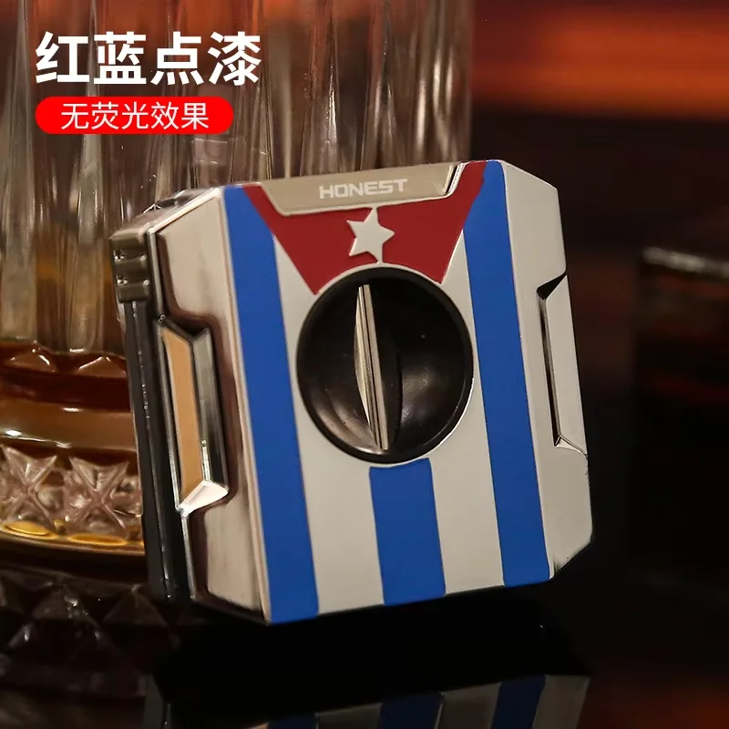 Coupe-cigare multifonctionnel quatre en un haut de gamme, couteau plat/perceuse/porte-aiguille en forme de V, outil pratique pour les cigares