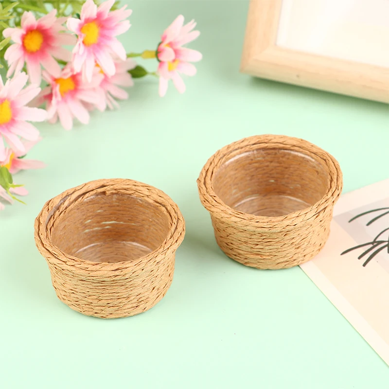 1Pc 1:12 Dollhouse Miniature Storage Basket Vegetable Food Frame Laundry Basket Model For Doll House Decor Kids Pretend Play Toy