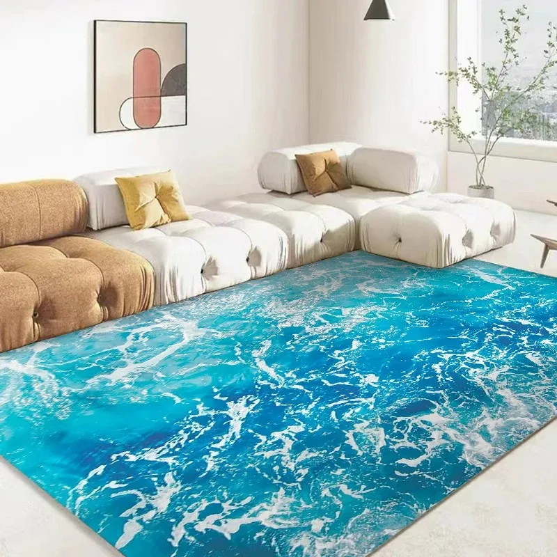 3D Ocean Sea Living Room Carpet Non Slip Rugs for Bedroom Decor Washable Home Hotel Floor Mat Polyester Coffee Table Area Rugs