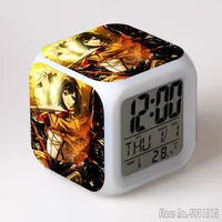 Anime The Giant Attack of Anime Cartoon Alarm Clock Creative Student 8x8x8cm LED Cube Colorful Light Display Time Week Month