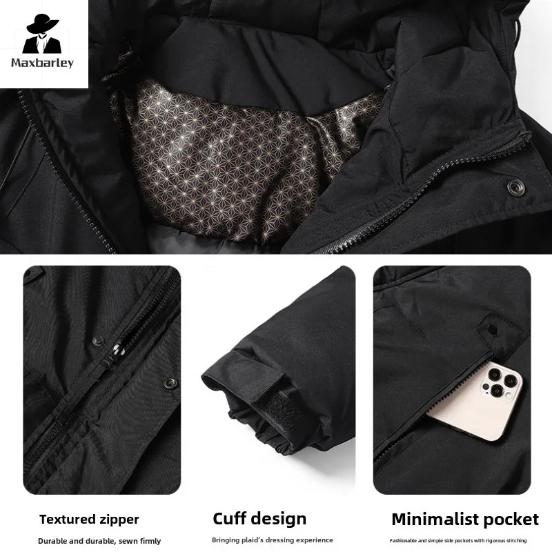 2025 New Winter Jacket Men's High-end Graphene Warm Windproof Multi-pocket Padding Coat Casual Women's Snow Thick Hooded Parka