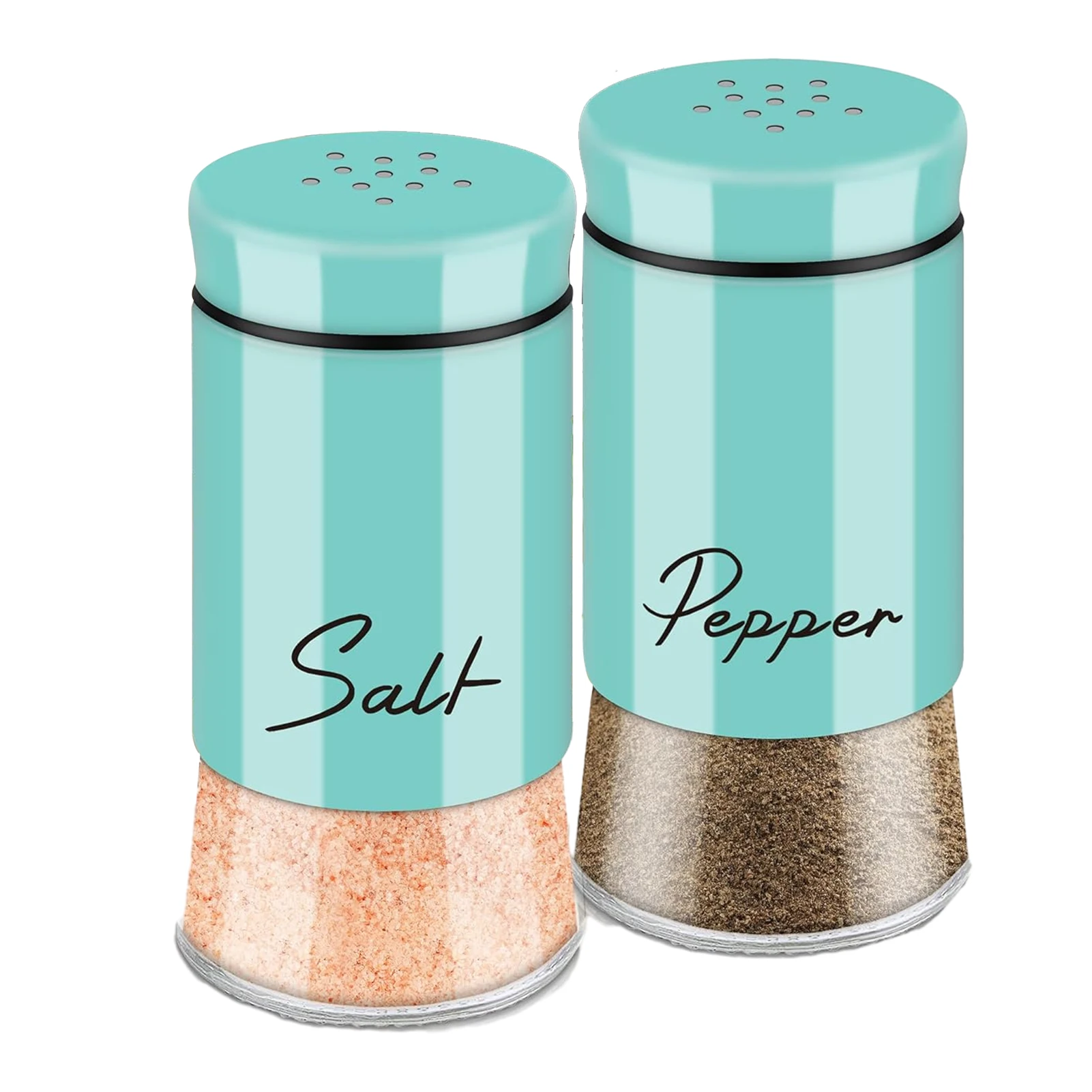 2pcs Salt Pepper Glass Shakers Set Stainless Steel Seasoning Bottle Multipurpose Condiments Salt Spice Jar Kitchen Accessories