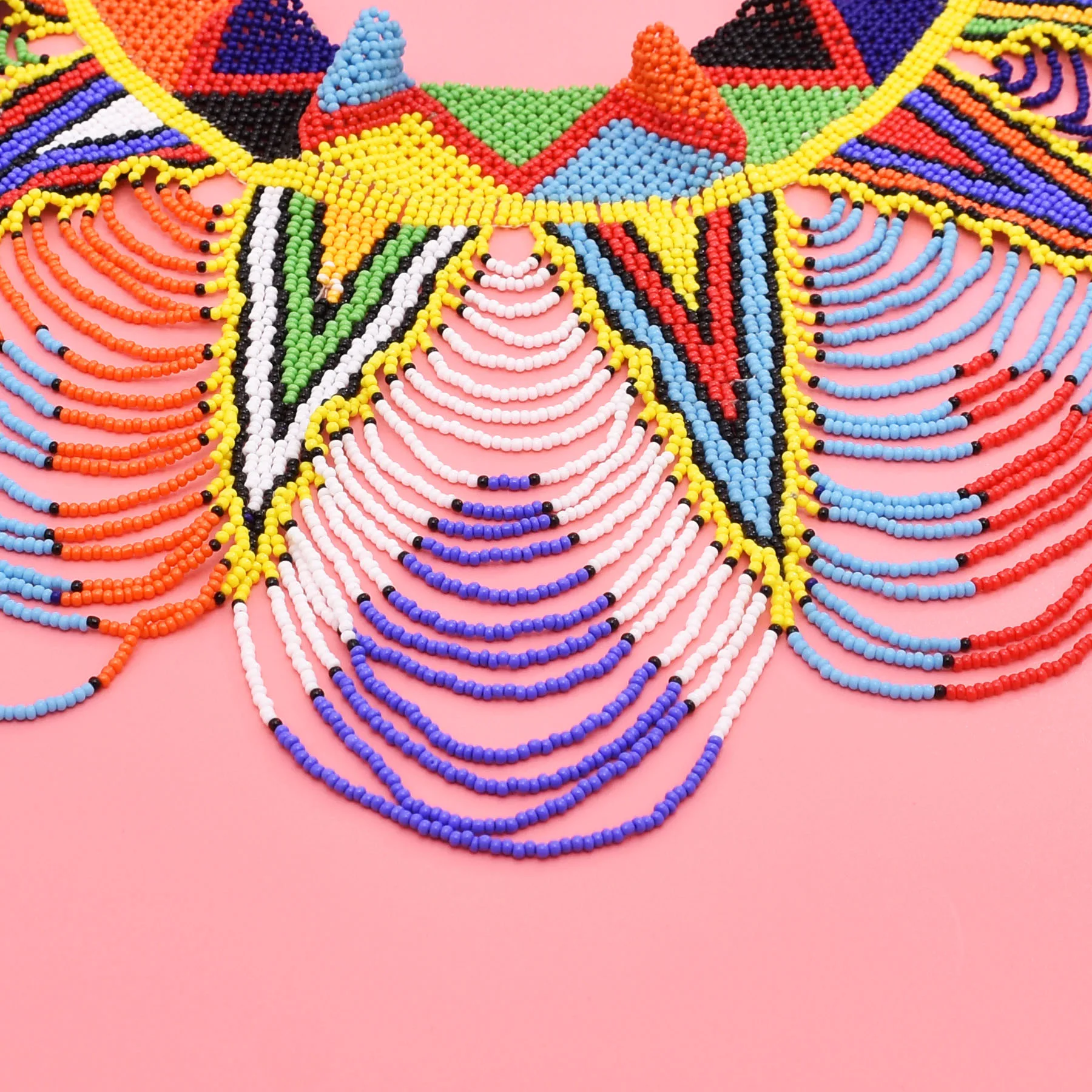 Multilayer Handmade Colorful Beads Bib Necklace for Women South African Indian Zulu Ethnic Tribe Choker Collar Statement Jewelry