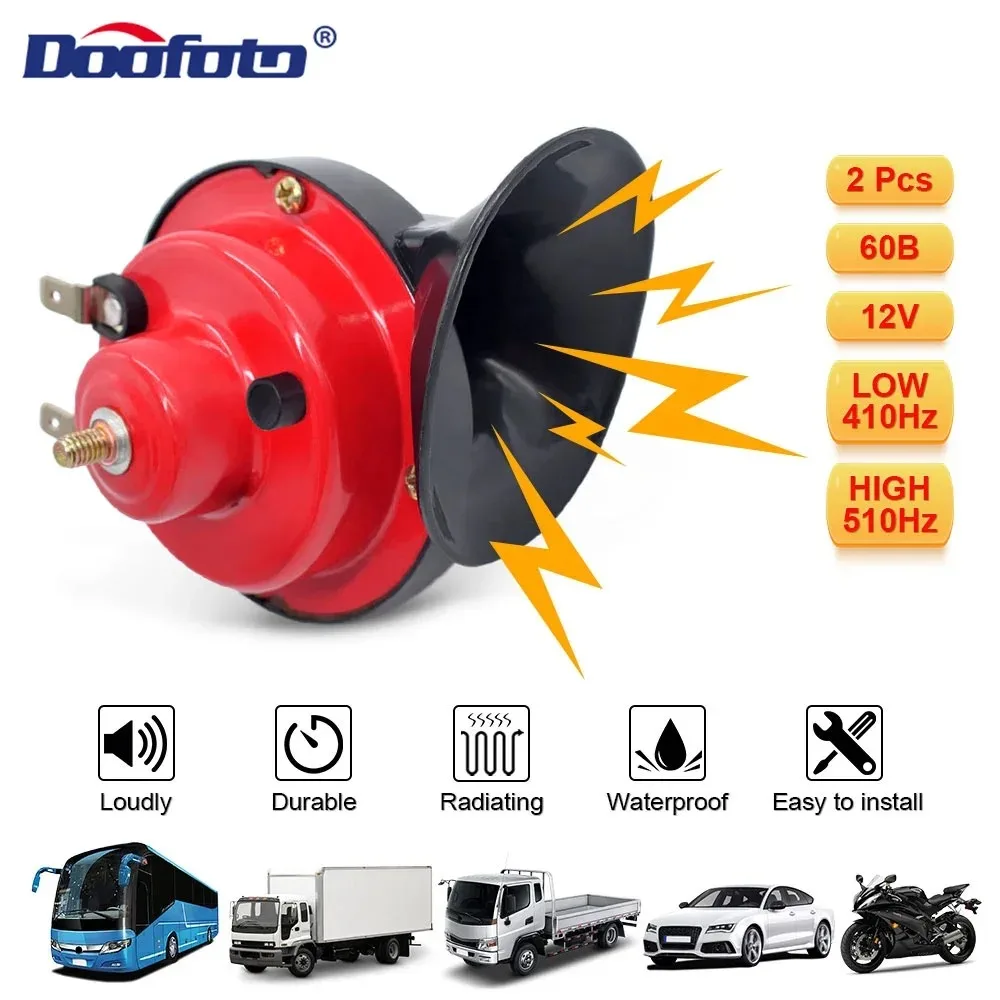Alarma impermeabile ad altissima frequenza per lumache elettrico, adatta per motocicli, auto, camion, ecc. SUV, nave universale 12V2 pezzi