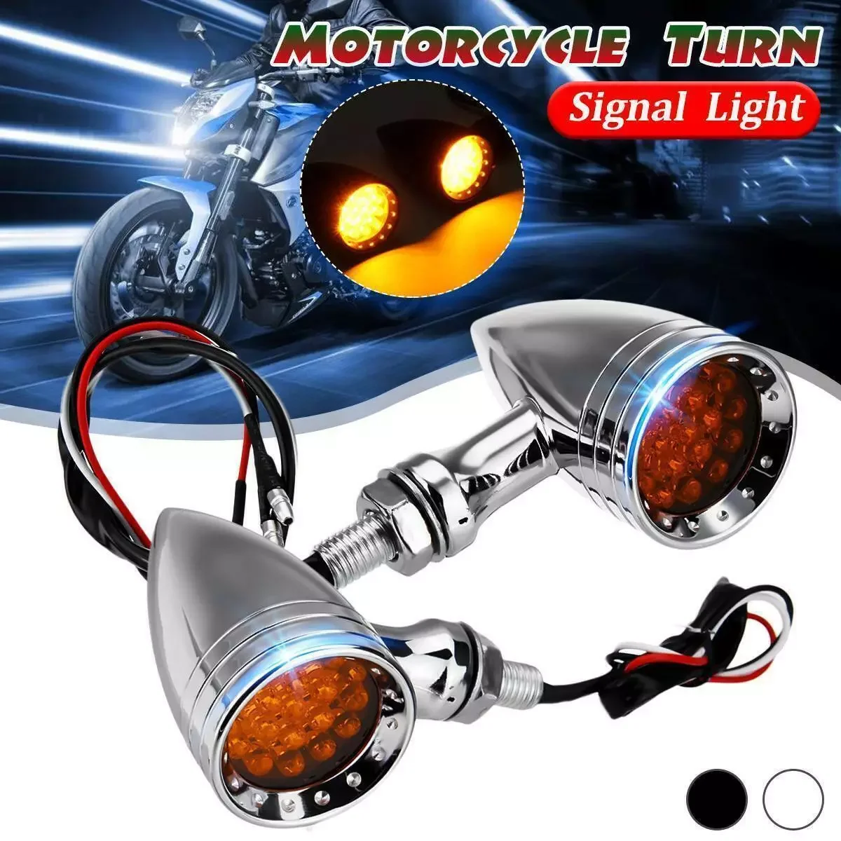 

2PCS Motorcycle Bullet LED Turn Signal Red Light Indicator For Harley Universal