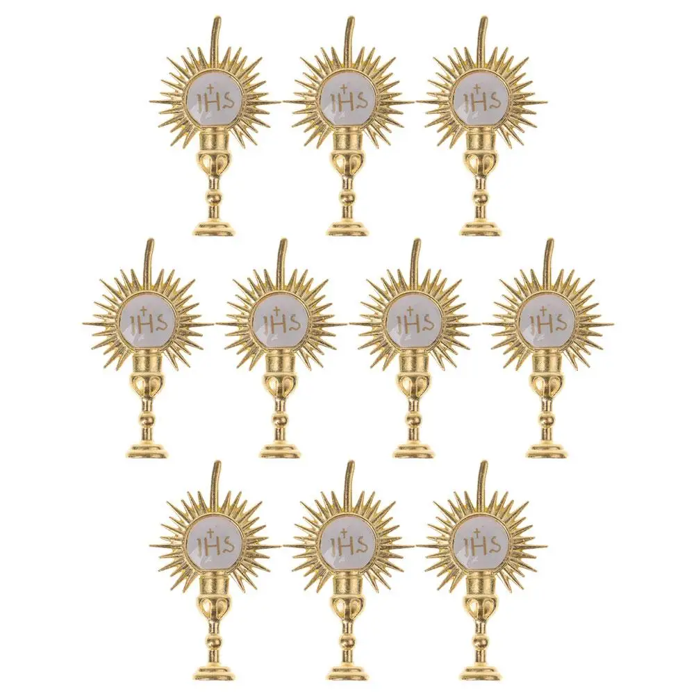

10 Pcs Church Decorations Decors for Religion Party Alloy Baby Shower Supplies Golden Baptism Cake Ornaments