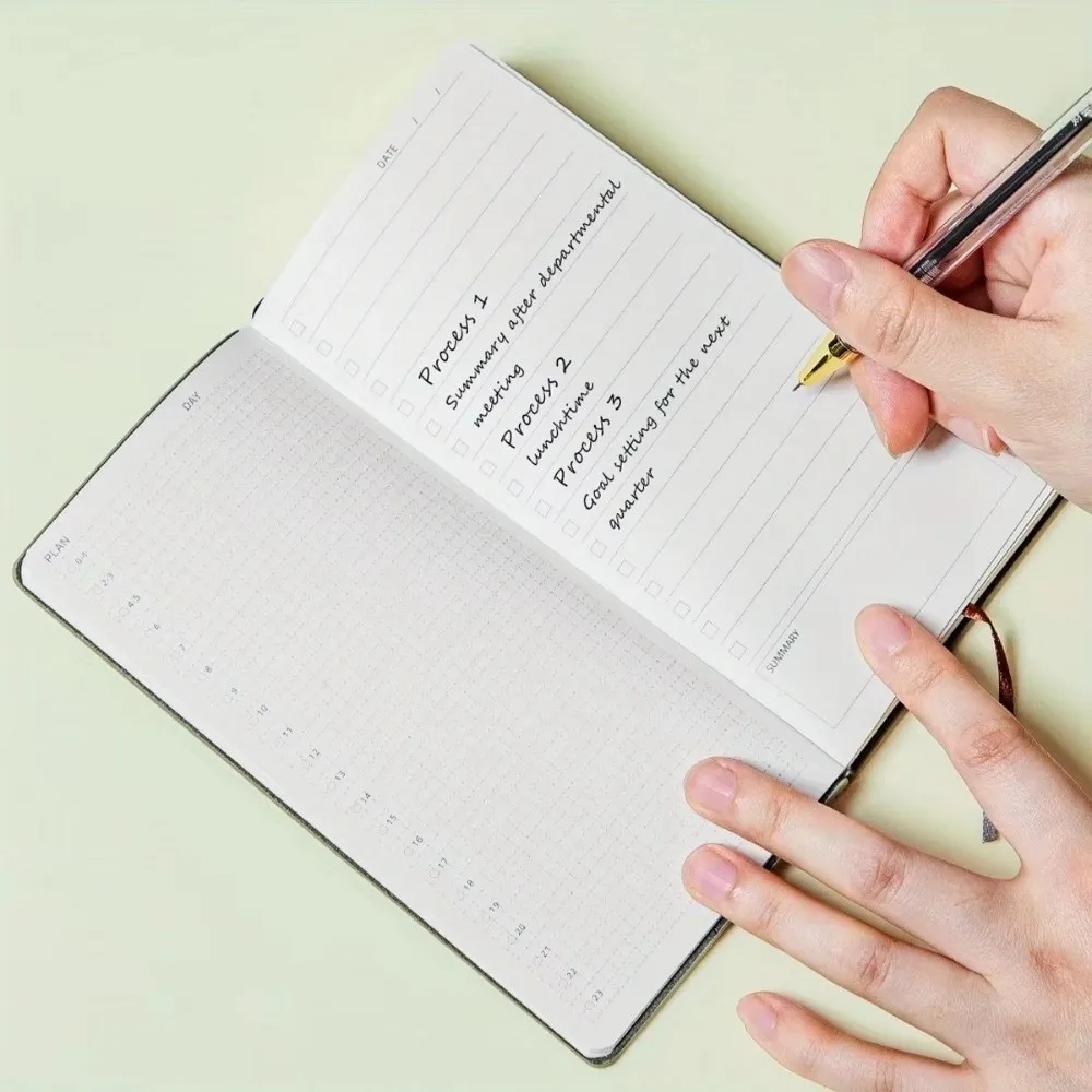 Portable A6 To Do List Notebook Pocket Size with PU Leather Cover Plan Notebook Business Note Book For Office & Travel