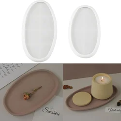 Circular Elliptical Tray Silicone Mold DIY Gypsum Storage Plate Jewelry Dish Desktop Decoration Ornament Epoxy Resin Mold Crafts
