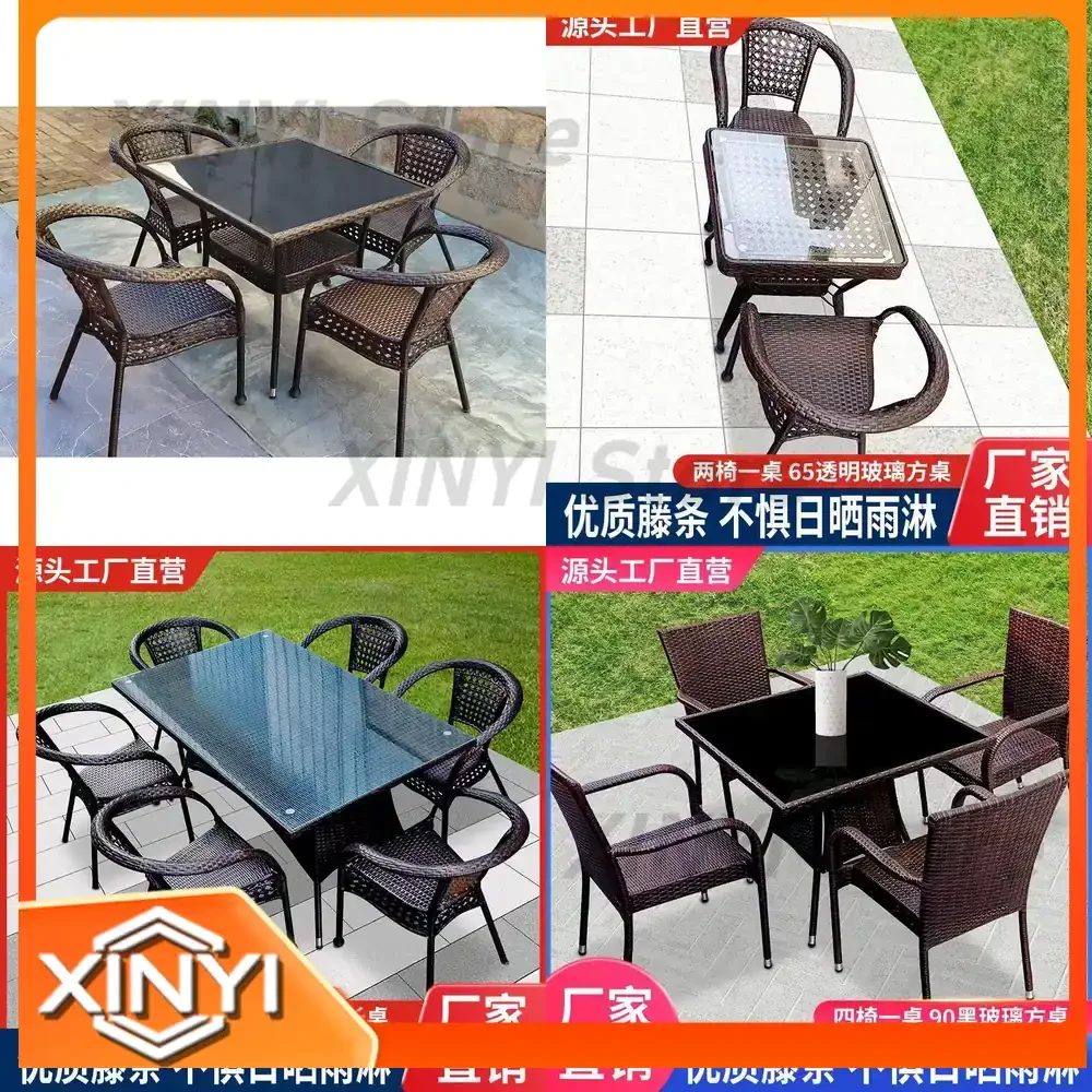 Wicker Outdoor Table and Chair Set for Patio Garden Living Room Balcony Tea Table Set 3-Piece Furniture Set