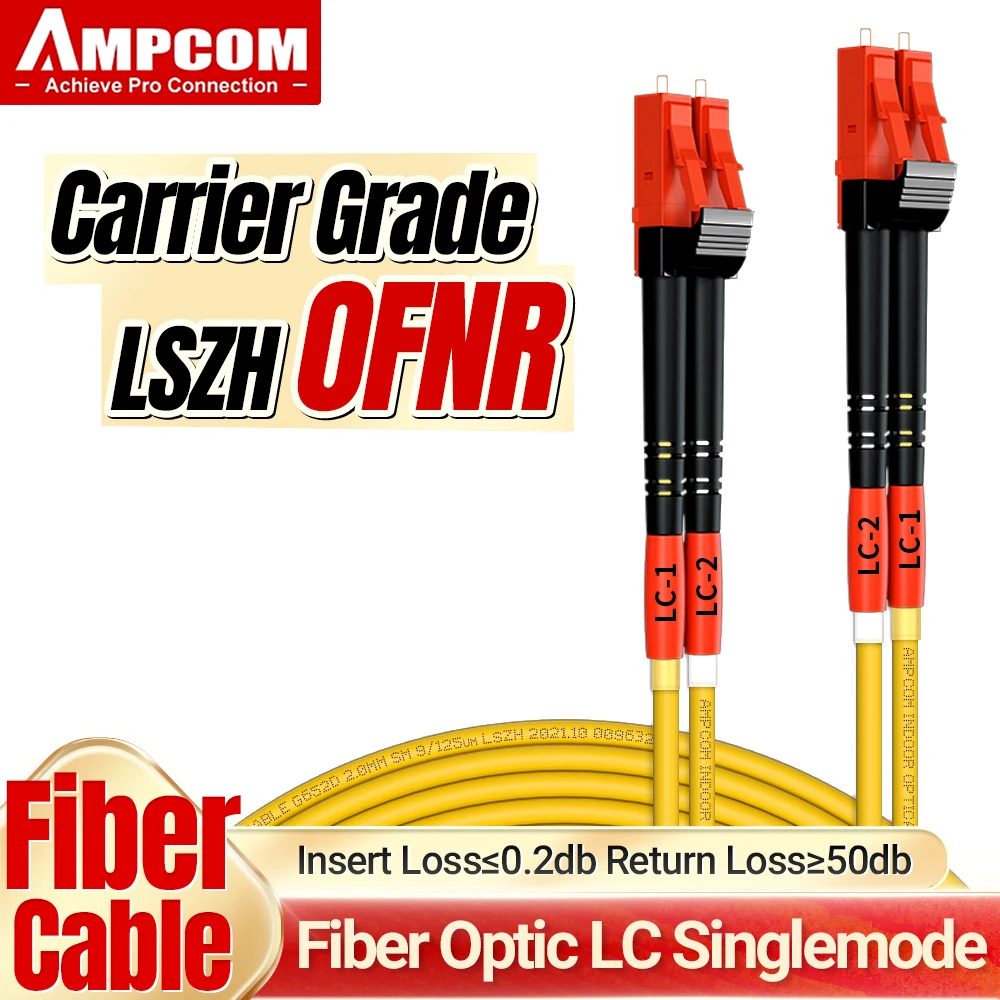 

AMPCOM LC to LC UPC Fiber Optical Patch Cable Singlemode Duplex SMF 9/125μm Single Mode Bend Insensitive 2.0mm Fiber Optic Cord