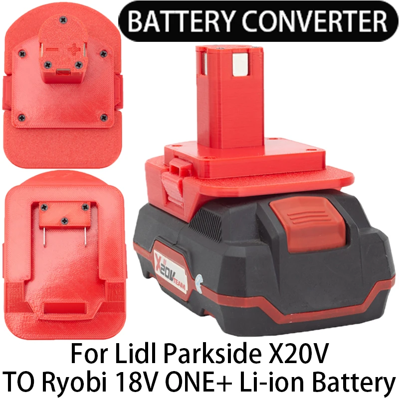 Adapter for Ryobi 18V ONE+ Li-ion tools converted To Lidl Parkside X20V Li-ion battery power tool accessories