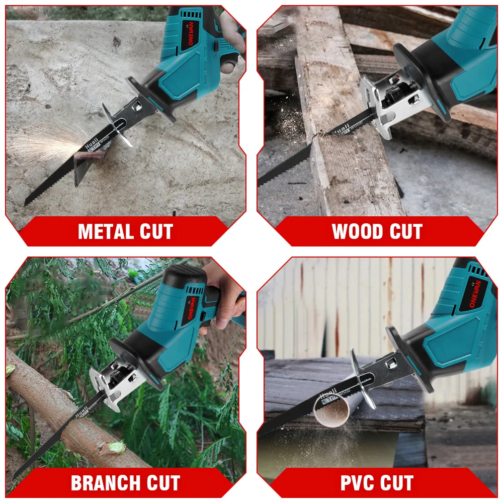 3600w 12000spm Brushless Reciprocating Saw Wireless Chainsaw Cut Saw Wood Cutting Tools With Sawblade For Makita 18V Battery