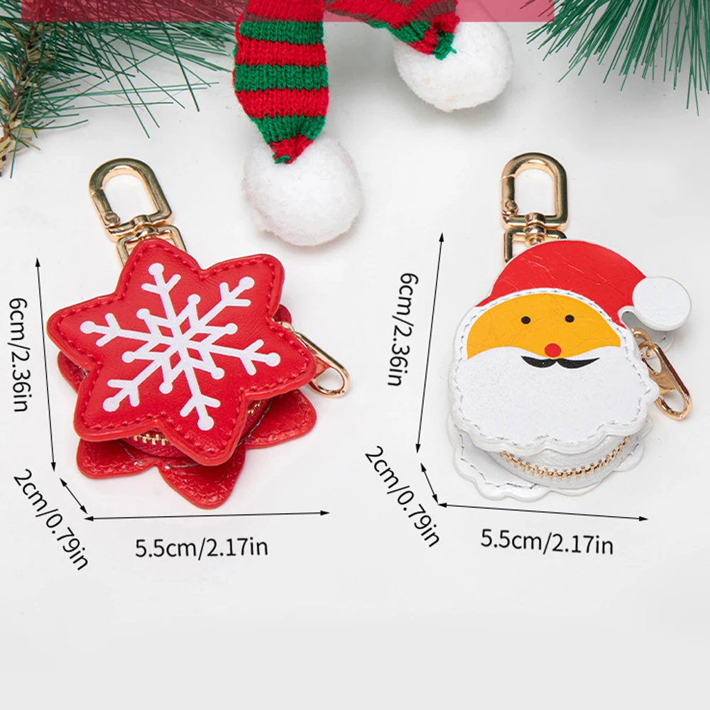 Christmas and Halloween Mini Zipper Wallet with Keychain, Cute Santa Claus, Snowflake, Pumpkin, Spider Web Design, Women's Coin Purse, Small Capacity Mini Coin Wallet, Can Hold Coins and Earbuds, Women's Portable Holiday Gift Wallet, Daily Travel Bag Charm