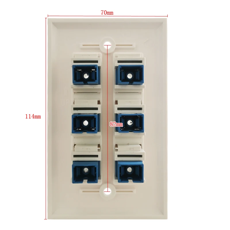 6 Port SC Serat Optik UPC Panel Dinding Steker Konektor Perempuan untuk USA SC/SC Penutup Faceplate Dalam Warna Putih