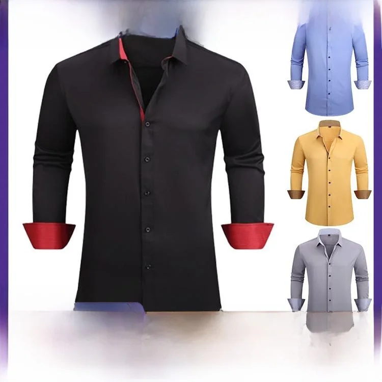 

Men's plus Size Four-sided Elastic Long Sweed irt Resistant to Deformation Summer Casual Inner Wear with Patchwork Color