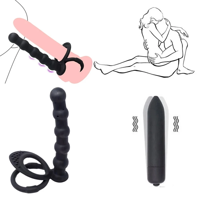 Double Penetration Dildo Penis Vibrator Sex Toys For Couples Anal Beads Butt Plug Sex Ring G Spot Massager For Men Adults 18+