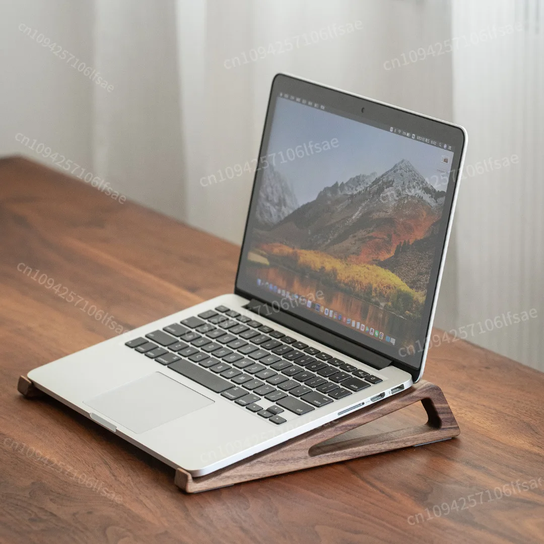 Suporte para laptop HeMu, suporte dobrável vertical de madeira para aumento de altura de mesa, mini dissipador de calor dedicado para tablet portátil