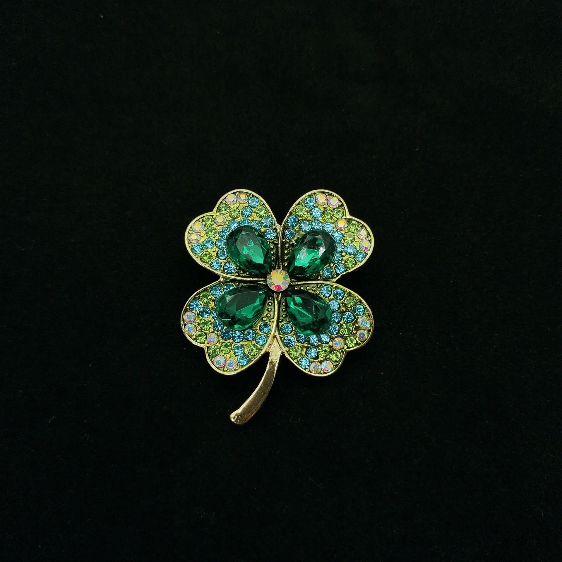 

Хрустальная брошь с четырьмя листами клевера, аксессуар для женщин, элитный корсаж, булавка в стиле ретро с цветком, аксессуар для одежды