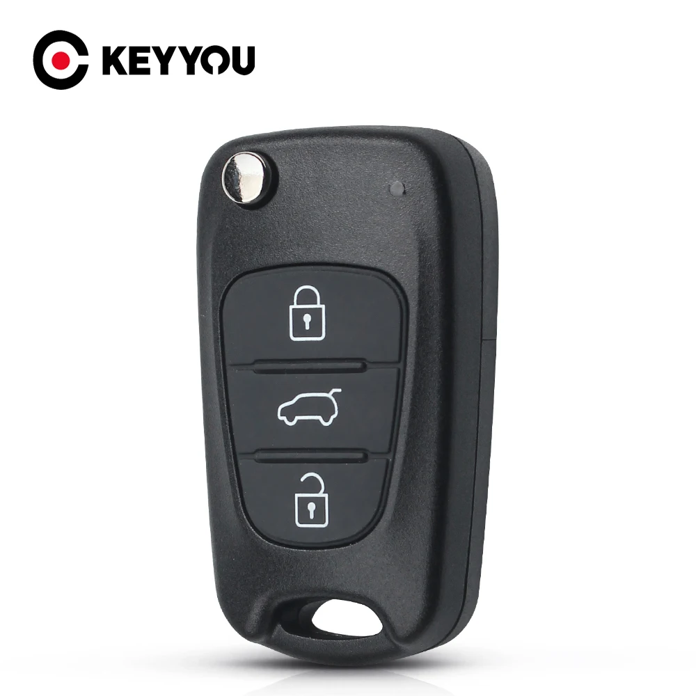 KEYYOU 10pcs Remote Car Key Shell For Hyundai I20 I30 IX35 I35 Accent Kia Picanto Sportage K5 3 Buttons Flip Key Blank Case