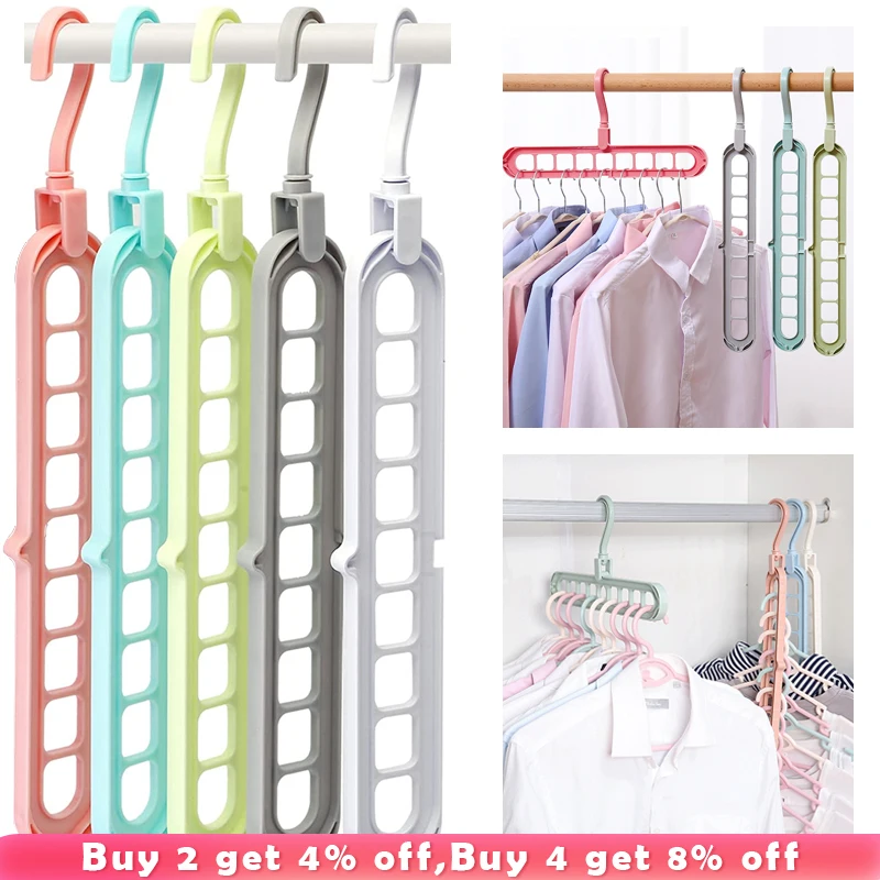 

Multifunction Plastic Clothes Hanger With 9 Slots Organizer Hanger Space Saving Closet Organizers Pants Hanger For Clothes Rack