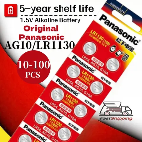 새로운 10-100PCS 파나소닉 알카라인 버튼 셀 배터리 189 LR1130 AG10 SR1130 389 LR54 SR54 1.5V 시계 계산기 장난감