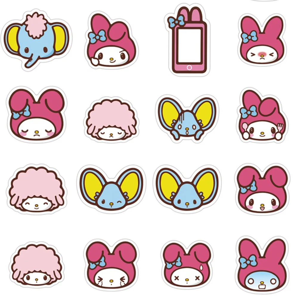 10/20/40pcs Cartoon Kawaii Melody Stickers ragazze Sanrio Anime Sticker per bagagli Scrapbooking Wall Bike estetica decalcomanie regalo