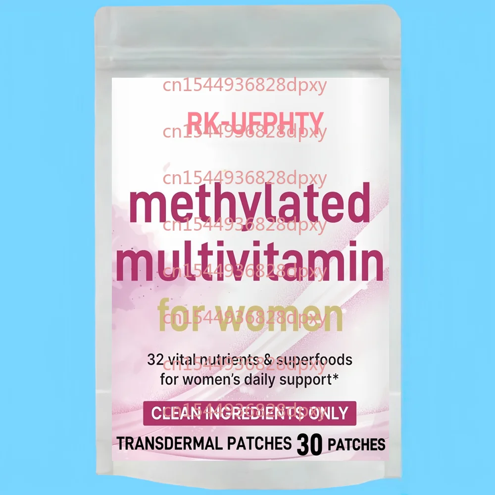 

30 трансдермальных пластырей с метилированными мультивитаминами для женщин, содержащие витамины B, C, D, железо, для ежедневного поддержания женского здоровья