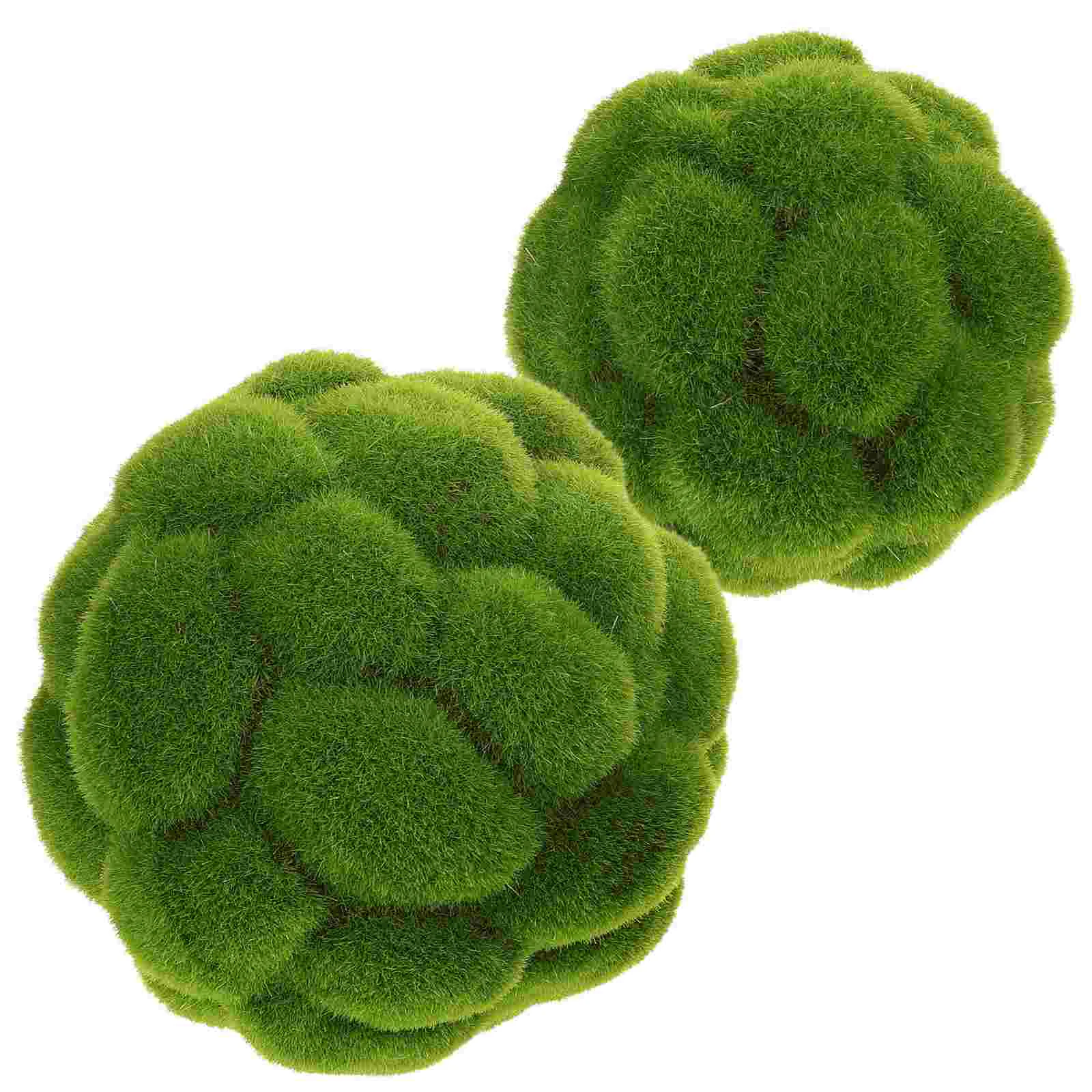 

2 Pcs Lifelike Artificial Green Decorative Plant Simulated Balls for Decor balls nament Landscape Drying Moss