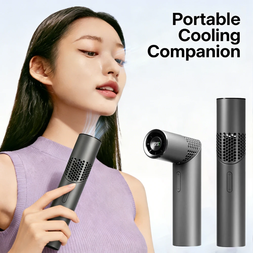

Mini Handheld Neck Hanging Fan Brushless Motor Built-in 3000 mAh Large Capacity Battery Portable Charging Folding Lipstick Fan