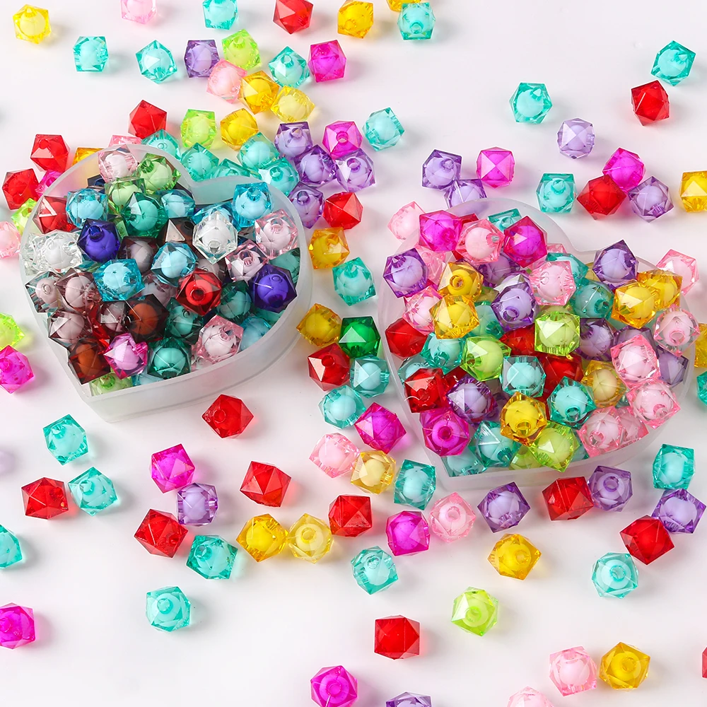 50pcs Square Beads Acrylic Faceted Loose Spacer Beads for Garment DIY Fashion Bracelets necklace Jewelry Crafts Accessories