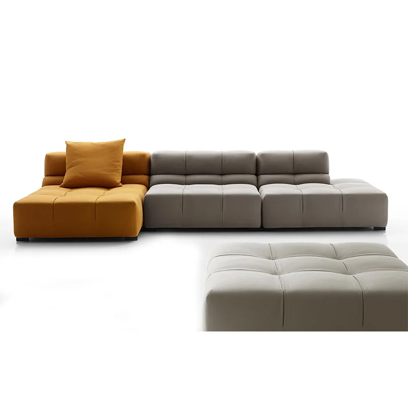 

Italian modern minimalist corner fabric multi-person color matching L-shaped combination sofa is simple