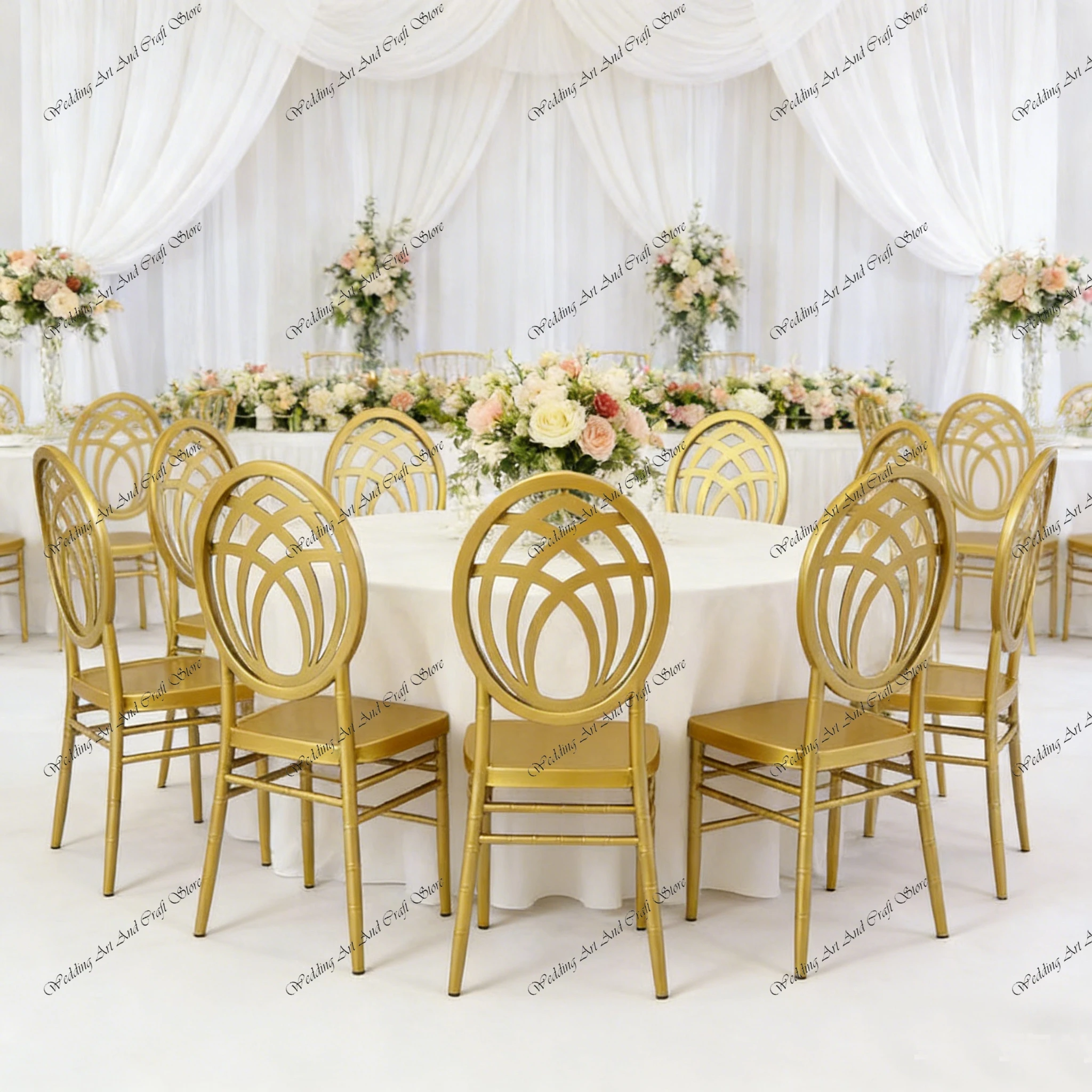 40pcs f30 Gold Back Wedding Banquet Chair Hotels Receptions Metal Frame Gold Banquet Chairs for Wedding Event Used ivy897