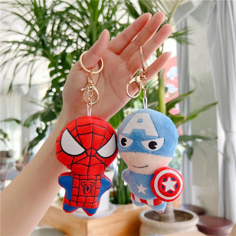 Hulk homem de ferro thor spiderman marvel bonito dos desenhos animados boneca de pelúcia chaveiro kawaii fofo brinquedo de pelúcia periferia mochila pingente presente