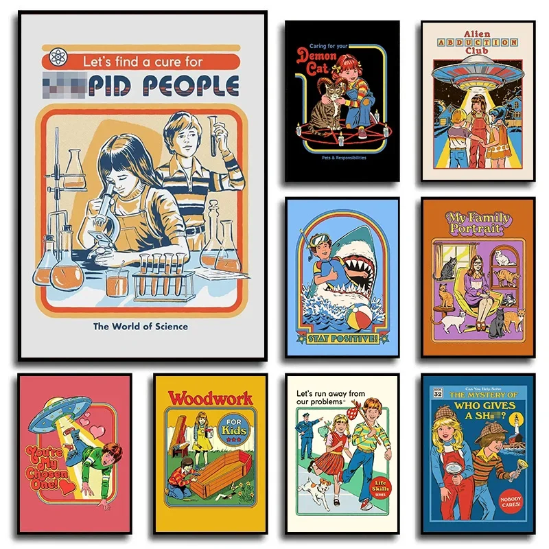 Pósteres e impresiones de dibujos animados Retro My First Knife Fight Steven Rhodes, impresión en lienzo, imagen artística de pared para sala de estar, decoración del hogar
