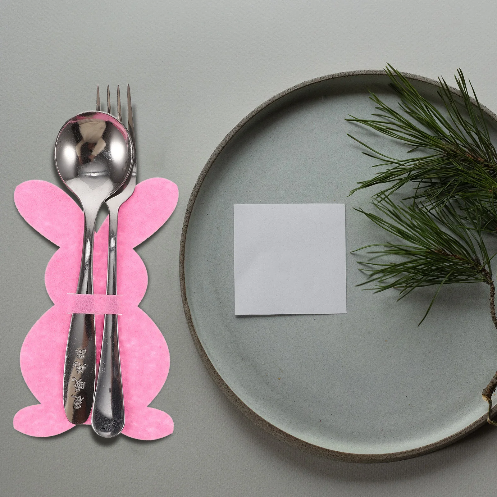 

8pcs Bag Napkin Holder Easter Fork Cutter Rabbit Shaped Felt Kids Yellow Banquet Tableware Banquet Tableware Decorations