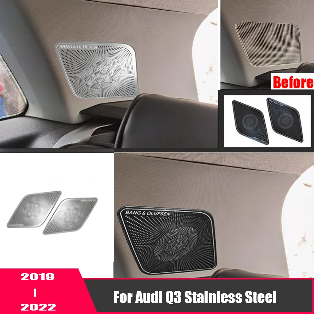 

Stainless steel For Audi Q3 2019 2020 2021 2022 Car Interior Trunk horn decorative cover Cover Trim Sticker Auto Accessories