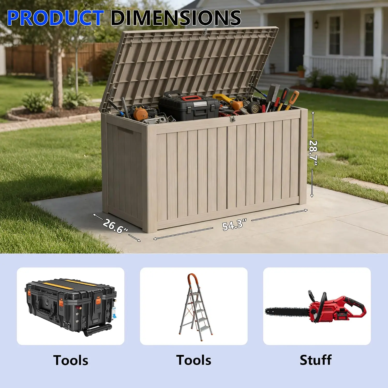 180 Gallon Outdoor Storage Box Resin Deck Box All Weather Waterproof Large Lockable Storage Container Deck Box for Patio Furnitu