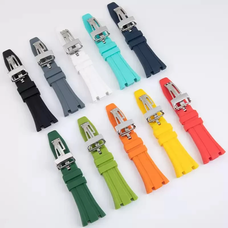 

Sports Waterproof Sweat-Proof Silicone Watchbands for AP Watch Royal Oak Offshore Series 15703 15400 Double Concave 26mm 27mm